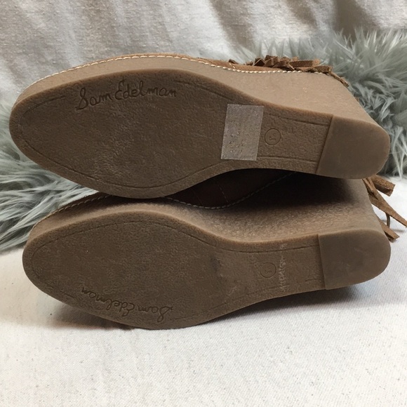 Sam Edelman Kemper Fringe Faux Fur Wedge Bootie boho western - Picture 7 of 8